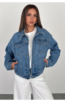Kadın Açık Mavi Yıkamalı Oversize Beli Lastikli Düğmeli Kot Ceket 2 Beden Küçük Alın Lara-5011 Kadın Açık Mavi Yıkamalı Oversize Beli Lastikli Düğmeli Kot Ceket 2 Beden Küçük Alın Lara-5011