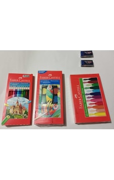 Fabercastell 12 Li Kuruboya-faber 12li Suluboya-faber 12 Li Pastel Boya Faber Pritt-2 Li Silgi Set Çeşitli
