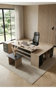 Yurudesign Vario ABCF Ofis Büro Masa Takımı Meşe-Siyah Yurudesign Vario ABCF Ofis Büro Masa Takımı Meşe-Siyah
