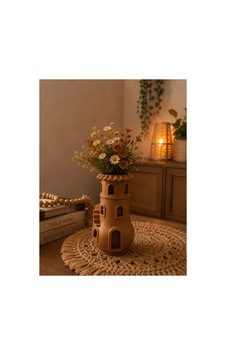 Dekoratif Mini Vazo 3d Bej Bej Dekoratif Mini Vazo 3d Bej Bej