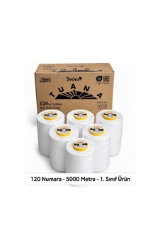 Tuana Polyester Dikiş İpliği 120 Numara 5000 Metre Beyaz 6'lı Bobin Makine İpi Konfeksiyon Dikiş İpi Tuana Polyester Dikiş İpliği 120 Numara 5000 Metre Beyaz 6'lı Bobin Makine İpi Konfeksiyon Dikiş İpi