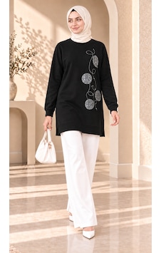 Unika Boutique Kadın Daire Taş Detaylı Uzun Sweatshirt Tunik Çok Renkli Unika Boutique Kadın Daire Taş Detaylı Uzun Sweatshirt Tunik Çok Renkli
