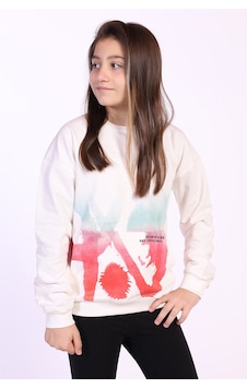 Toontoy Kız Çocuk Cepi Yazı Baskılı Sweatshirt Ekru Toontoy Kız Çocuk Cepi Yazı Baskılı Sweatshirt Ekru