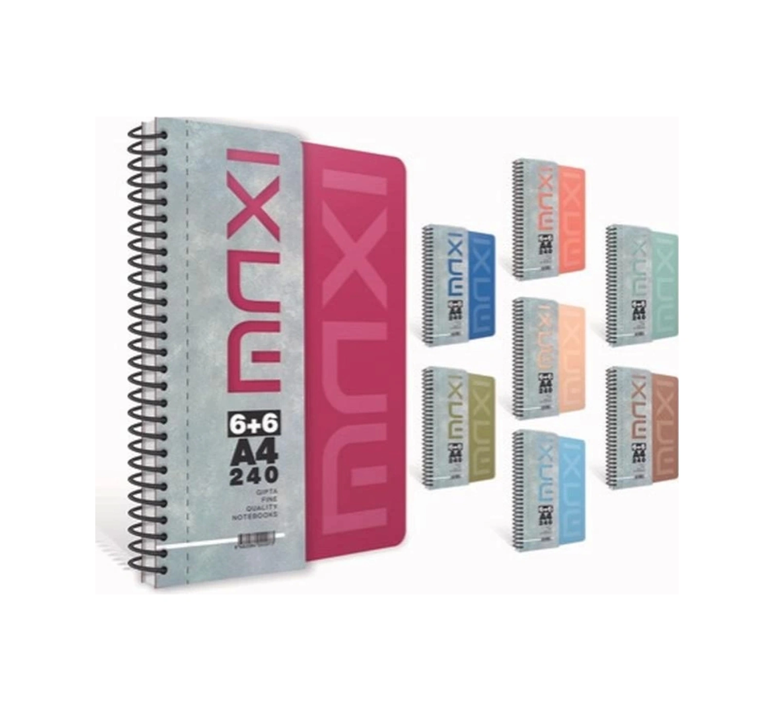 Maxı Spiralli Pp. Kapak 240 Yp. A4 6+6 Ayraçlı Defter Karışık Maxı Spiralli Pp. Kapak 240 Yp. A4 6+6 Ayraçlı Defter Karışık