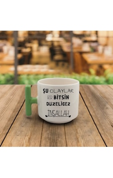 Şu Olaylar Bir Bitsin Baskılı T Kupa Beyaz