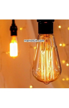 Rustik 40 Watt St64 Armut Ampul, Dimerli E27 Duylu Rustik 40 Watt St64 Armut Ampul, Dimerli E27 Duylu