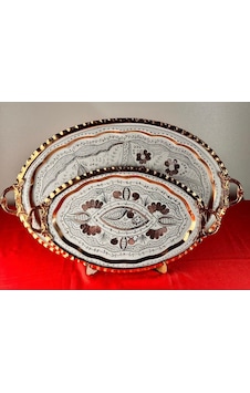 Bakır Oval Tepsi 2li