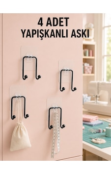 4 Adet Çok Amaçlı Yapışkanlı Askılık Ev Düzenleyici Duvar Askı Seti Diğer