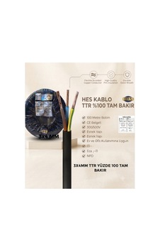 Hes Kablo 3x4mm Ttr Yüzde Yüz Tam Bakır Kalin Kablo 1 Metre  - 895550833