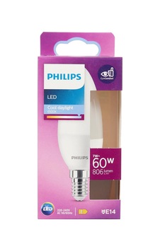 Philips Led 60w B38 E14 Mum Tipi Beyaz Işık Dim Edilmez Ampul Sku: Zeus8690010155696 Philips Led 60w B38 E14 Mum Tipi Beyaz Işık Dim Edilmez Ampul Sku: Zeus8690010155696