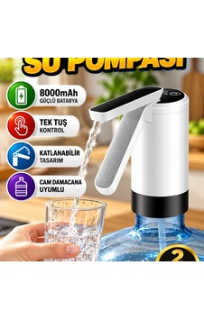Katlanabilir Şarjlı Su Pompası 8000mah Batarya Tek Tuş Kontrol Cam Damacana Uyumlu 4w Renkli Katlanabilir Şarjlı Su Pompası 8000mah Batarya Tek Tuş Kontrol Cam Damacana Uyumlu 4w Renkli