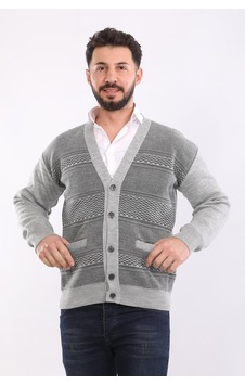 Kzctekstil Erkek Baba Triko Örgü Çift Cepli Akrilik Klasik Fit Düğmeli Hırka Açık Gri Kzctekstil Erkek Baba Triko Örgü Çift Cepli Akrilik Klasik Fit Düğmeli Hırka Açık Gri
