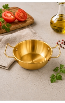 Paslanmaz Çelik Gold Çift Kulplu Derin Sahan Pişirme Ve Sunum Tavası 12 Cm