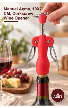 4 Adet Paslanmaz Çelik Tirbuşon Şarap Açacağı Alk20 Manuel Açma, 19x7 Cm, Corkscrew Wine Opener 4 Adet Paslanmaz Çelik Tirbuşon Şarap Açacağı Alk20 Manuel Açma, 19x7 Cm, Corkscrew Wine Opener