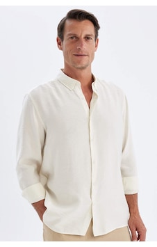 DeFacto Relax Fit Polo Yaka Poplin Modal Basic Düz Uzun Kollu Gömlek C4131AX24SMER102 DeFacto Relax Fit Polo Yaka Poplin Modal Basic Düz Uzun Kollu Gömlek C4131AX24SMER102