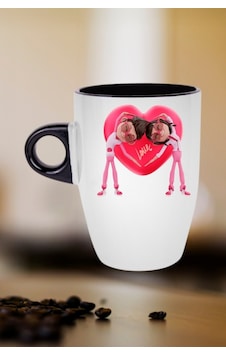 Mutlu Çiftler Love Kalp Baskılı Hediye Kupa Bardak Porselen Latte Filtre Kahve Fincanı Siyah Mutlu Çiftler Love Kalp Baskılı Hediye Kupa Bardak Porselen Latte Filtre Kahve Fincanı Siyah