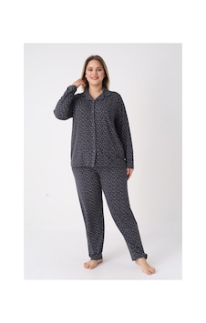 Estiva Kadın Yıldız Desenli Lacivert Önden Düğmeli Soft Battal Pijama Takımı Çok renkli Estiva Kadın Yıldız Desenli Lacivert Önden Düğmeli Soft Battal Pijama Takımı Çok renkli