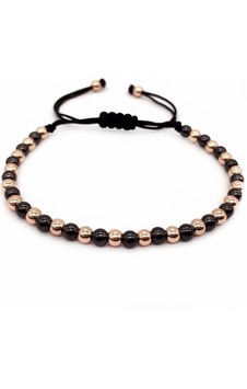 Alnis Atelier Rose Gold Hematit Ve Oniks Kadın Erkek Doğal Taş Bileklik - Ayarlanabilir Makrome Alnis Atelier Rose Gold Hematit Ve Oniks Kadın Erkek Doğal Taş Bileklik - Ayarlanabilir Makrome