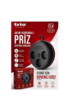 Trio Tr3444 Askılı Akım Korumalı 3li Priz Uzatma Kasblosu 2mt 3usb/1type-c 2 m