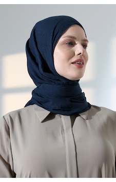Kadın Tesettür Bambu Kraş Şal, Ütü Gerektirmeyen Doğal Hijab Başörtüsü 75x180 Cm - Lacivert Kadın Tesettür Bambu Kraş Şal, Ütü Gerektirmeyen Doğal Hijab Başörtüsü 75x180 Cm - Lacivert