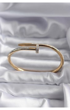 316l Çelik Gold Renk Çivi Model Zirkon Taş Detay Kadın Bileklik 47