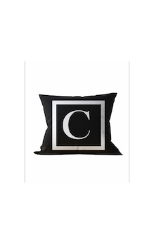 Çift Tarafı Baskılı Harfli Kırlent Kılıfı - C Harfi Çift Tarafı Baskılı Harfli Kırlent Kılıfı - C Harfi