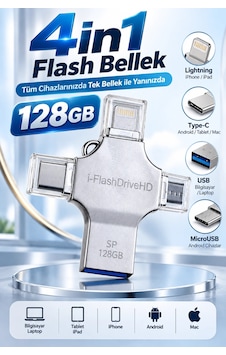 4in1 128gb Flash Bellek Usb Type-c Lightning Microusb Çoklu Girişli Taşınabilir Usb Bellek 4in1 128gb Flash Bellek Usb Type-c Lightning Microusb Çoklu Girişli Taşınabilir Usb Bellek