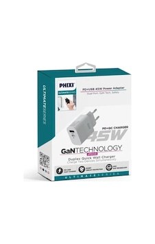 Phixi Ultimate Upd4145 45w Gan Teknolojisi Pd+usb Girişli Seyahat Şarj Adaptörü