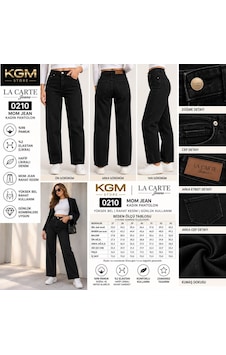 La Carte Mom Jean Lycralı Kadın Kot Pantolon 0210-27/33 Siyah La Carte Mom Jean Lycralı Kadın Kot Pantolon 0210-27/33 Siyah