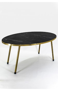 Orta Sehpa Elips Gold Metal Ayak Siyah Mermer Desen Orta Sehpa Elips Gold Metal Ayak Siyah Mermer Desen