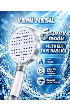 Büyük Panelli 6 Farklı Su Modlu Filtreli Duş Başlığı Beyaz Tasarım Diğer Büyük Panelli 6 Farklı Su Modlu Filtreli Duş Başlığı Beyaz Tasarım Diğer