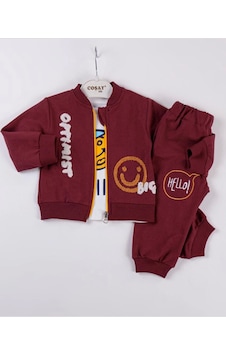 Babydonat Optimist Nakışlı Erkek Bebek Takım Bordo