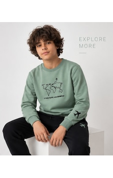 Mila Mood Erkek Çocuk Dünya Haritası Baskılı Sweatshirt Siyah Jogger Pantolon 2 Li Takım Haki Mila Mood Erkek Çocuk Dünya Haritası Baskılı Sweatshirt Siyah Jogger Pantolon 2 Li Takım Haki