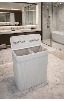 Lexroo Modern Bambu Beyazlar/renkliler Ayrı Bölmeli Çamaşır Kirli Lexroo Modern Bambu Beyazlar/renkliler Ayrı Bölmeli Çamaşır Kirli