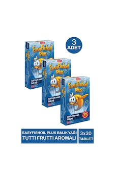 Easyfishoil Plus Balık Yağı Tutti Frutti Aromalı 3 x 30 Çiğnenebilir Jel