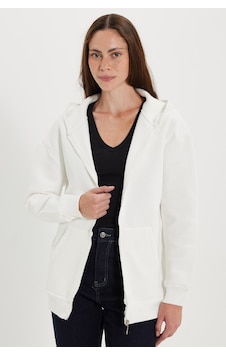 Tudors Kadın Oversize Geniş Kesim %100 Pamuk Kapüşonlu Fermuarlı Cepli Ekru Sweatshirt-52771 Tudors Kadın Oversize Geniş Kesim %100 Pamuk Kapüşonlu Fermuarlı Cepli Ekru Sweatshirt-52771