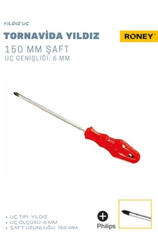 Yıldız Tornavida 6x150, 6 Mm Uç Ölçüsü Ve 150 Mm Şaft Uzunluğu Yıldız Başlı