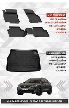 Sahler Cupra Formentor 2020-2024 Uyumlu 4.5d Premium Havuzlu Oto Paspas Ve Liner Marka 3d Alt Bagaj