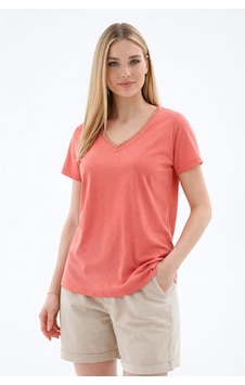 Fashion Friends V Yaka Kadın T-shirt 26y0478k1 Kiremit Fashion Friends V Yaka Kadın T-shirt 26y0478k1 Kiremit