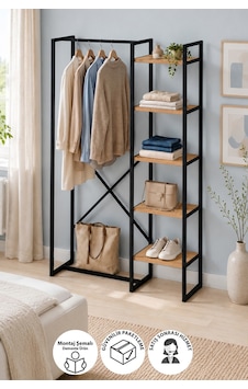 5 Raflı Metal Gardırop Metal Portmanto Açık Gardırop Elbise Dolabı Metal Askılık Vestiyer Loftix Çam 5 Raflı Metal Gardırop Metal Portmanto Açık Gardırop Elbise Dolabı Metal Askılık Vestiyer Loftix Çam
