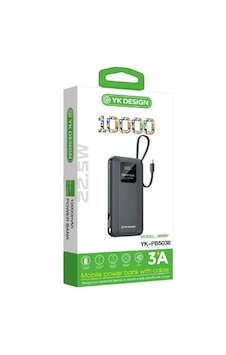 Yk Design Yk-pb5038 10000 Mah 22.5w Kablolu Lcd Göstergeli Powerbank Siyah Yk Design Yk-pb5038 10000 Mah 22.5w Kablolu Lcd Göstergeli Powerbank Siyah