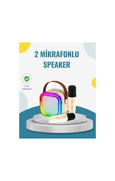 Karaoke Hoparlör Çift Mikrofon Ve Led Işıklı Karaoke Hoparlör Çift Mikrofon Ve Led Işıklı