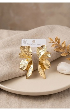 Mey İthalat 316l Çelik Gold Renk Lotus Yaprak Model Kadın Küpe Altın Mey İthalat 316l Çelik Gold Renk Lotus Yaprak Model Kadın Küpe Altın