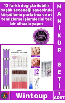 Manikür Tırnak Bakım Törpü Pedikür Cihazı Ev Tipi Güzellik Salonu 12 Başlıklı Şarjlı Manikür Seti Manikür Tırnak Bakım Törpü Pedikür Cihazı Ev Tipi Güzellik Salonu 12 Başlıklı Şarjlı Manikür Seti
