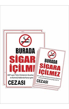 Sigara İçilmez Uyarı Levhası Pvc Kaplı 5 Adet 2 Adet Büyük 30x40