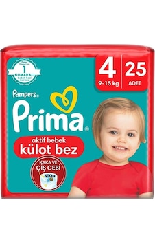Prima Aktif Bebek Külot Bez 4 Beden 9-15 Kg 25 Adet Prima Aktif Bebek Külot Bez 4 Beden 9-15 Kg 25 Adet