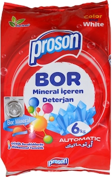 Proson Beyaz ve Renkliler İçin Bor Mineral İçeren Toz Deterjan 6 KG Proson Beyaz ve Renkliler İçin Bor Mineral İçeren Toz Deterjan 6 KG
