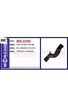 Hava Filtre Hortumu R19 - Megane 1.6 8v K7m Bsc 7700274181/ 7700274205