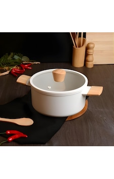 Belarıva 26 Cm Kpkl Beyaz Ahsap Saplı Derın Tencere Beyaz Belarıva 26 Cm Kpkl Beyaz Ahsap Saplı Derın Tencere Beyaz