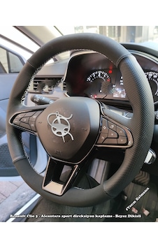 Renault Clio 5 Araca Özel Direksiyon Kılıfı Noktalı Alcantra Renault Clio 5 Araca Özel Direksiyon Kılıfı Noktalı Alcantra